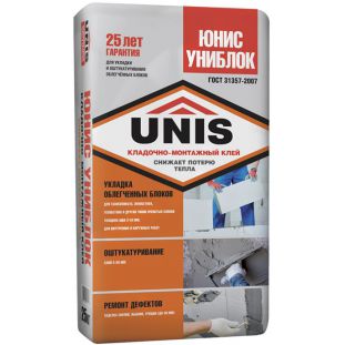 UNIS (Юнис) Униблок Клей для ячеистого бетона, 25кг